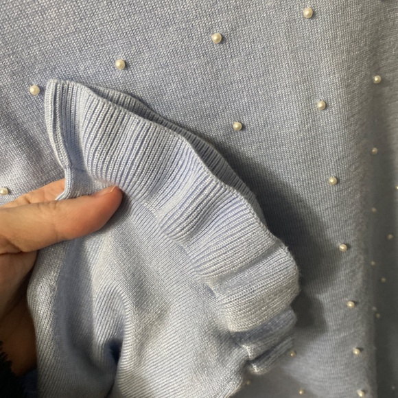 Karl Lagerfeld baby blue blouse with fancy sleeves size M - Picture 3 of 4